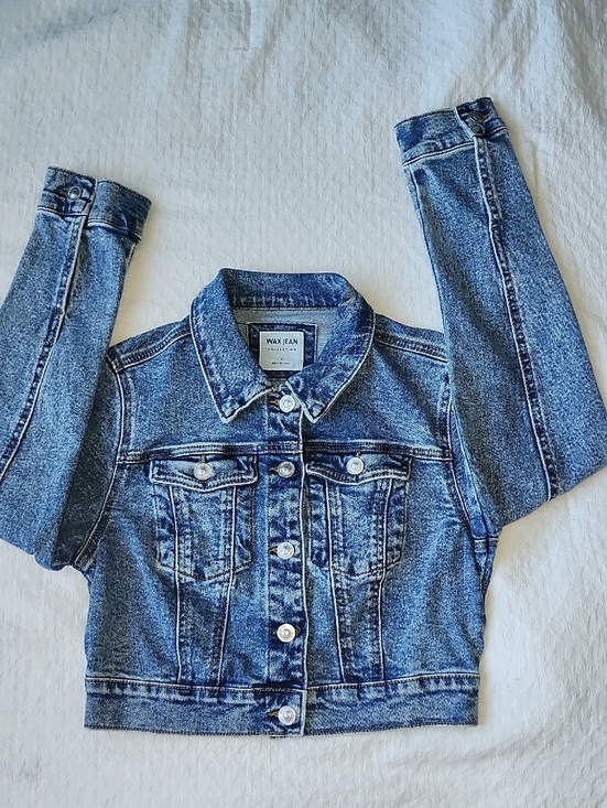 Wax Jean Jackets & Blazers - Wax Jean Faded Blue Cropped Denim Jacket
